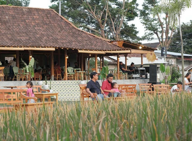 bisnis kedai kopi dan area persawahan
